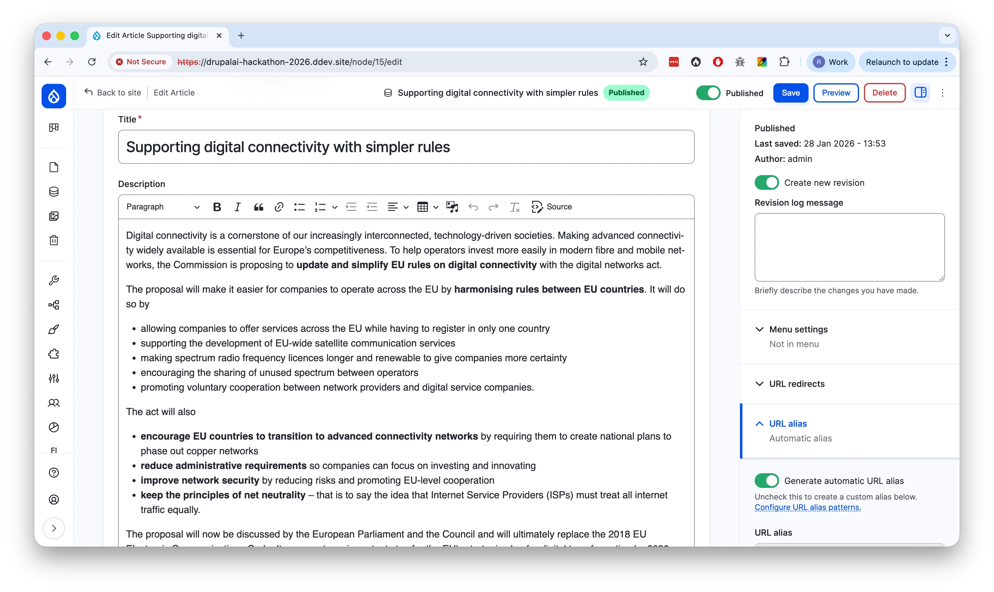 Content editing interface with AI feedback