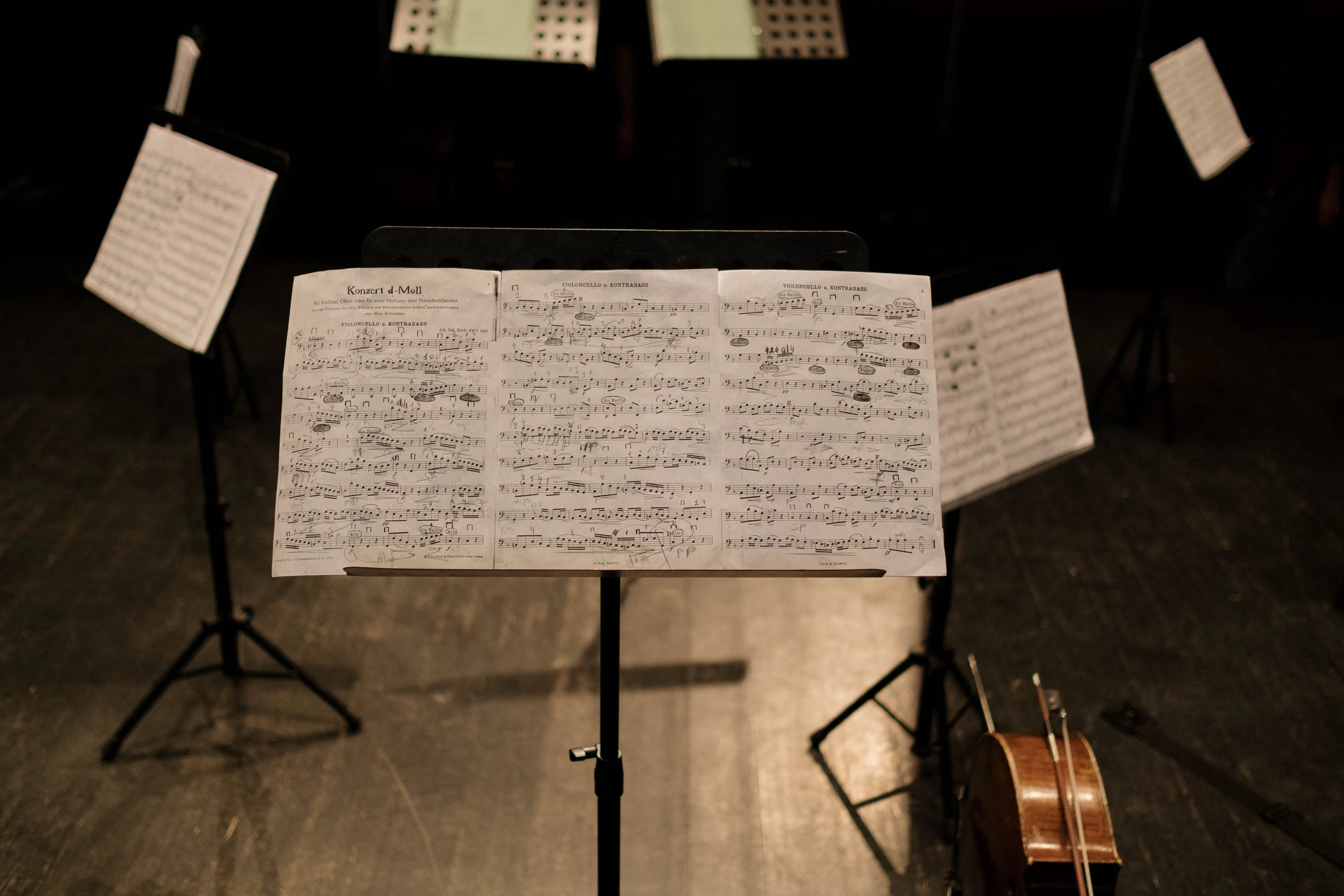 Musical notes on a music sheet stand, a metaphor for orchestrating